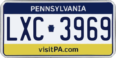 PA license plate LXC3969