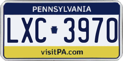 PA license plate LXC3970