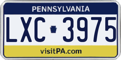 PA license plate LXC3975