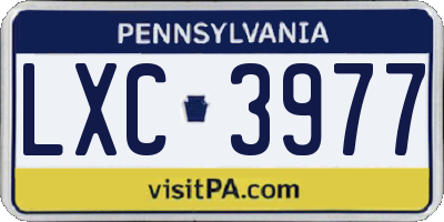 PA license plate LXC3977