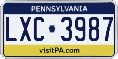 PA license plate LXC3987