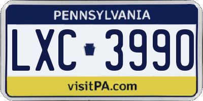 PA license plate LXC3990
