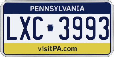 PA license plate LXC3993