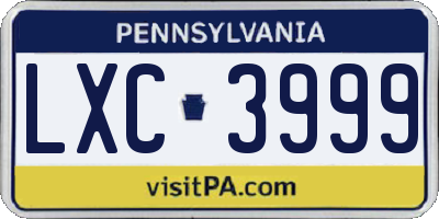 PA license plate LXC3999
