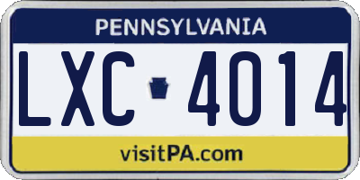 PA license plate LXC4014