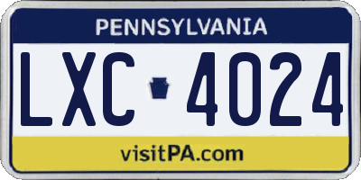 PA license plate LXC4024