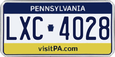 PA license plate LXC4028