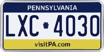 PA license plate LXC4030