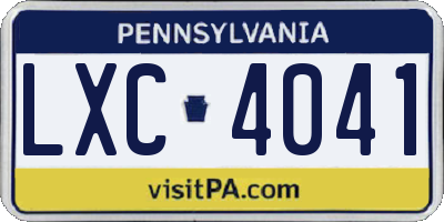 PA license plate LXC4041