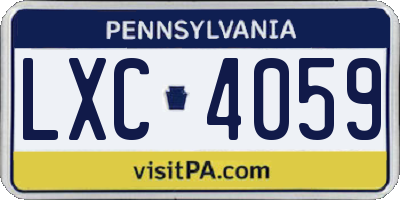 PA license plate LXC4059