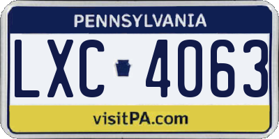 PA license plate LXC4063
