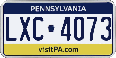 PA license plate LXC4073