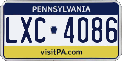 PA license plate LXC4086