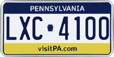 PA license plate LXC4100