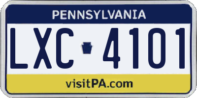 PA license plate LXC4101