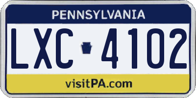 PA license plate LXC4102