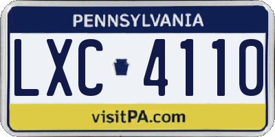 PA license plate LXC4110