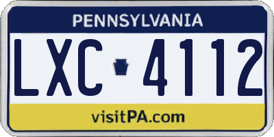 PA license plate LXC4112