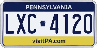 PA license plate LXC4120