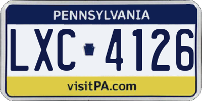 PA license plate LXC4126
