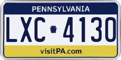PA license plate LXC4130