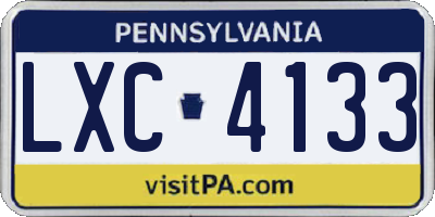 PA license plate LXC4133