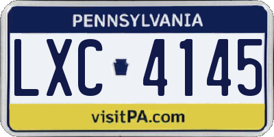 PA license plate LXC4145