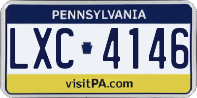 PA license plate LXC4146