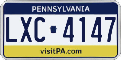 PA license plate LXC4147