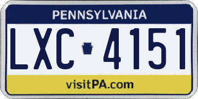 PA license plate LXC4151