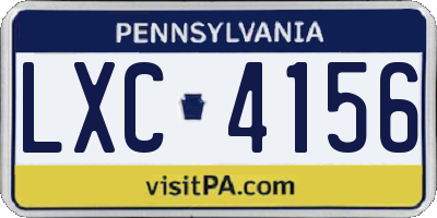 PA license plate LXC4156