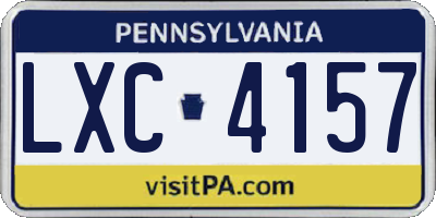 PA license plate LXC4157