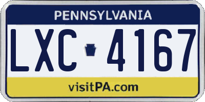 PA license plate LXC4167