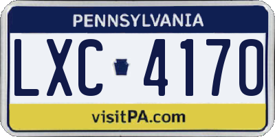 PA license plate LXC4170