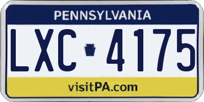 PA license plate LXC4175