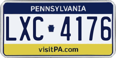 PA license plate LXC4176