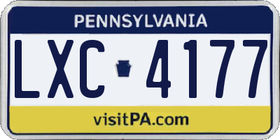 PA license plate LXC4177
