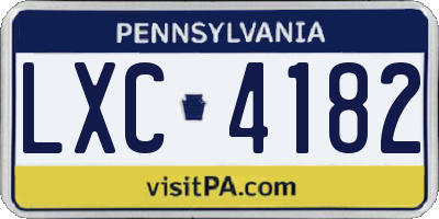 PA license plate LXC4182