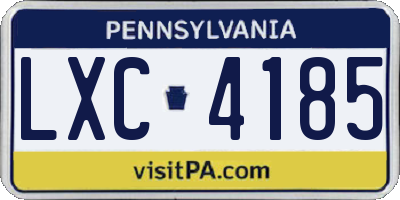 PA license plate LXC4185