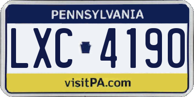 PA license plate LXC4190