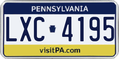 PA license plate LXC4195