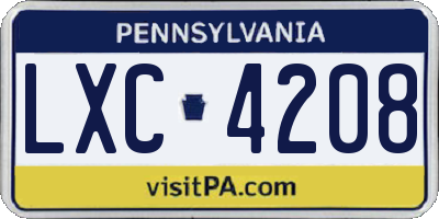 PA license plate LXC4208