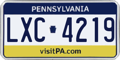 PA license plate LXC4219