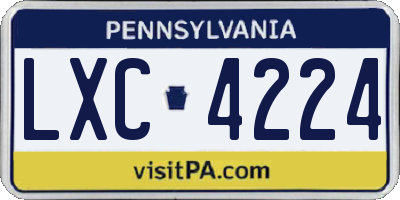PA license plate LXC4224