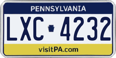 PA license plate LXC4232