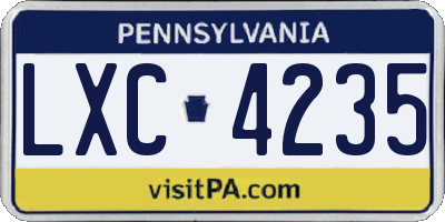 PA license plate LXC4235