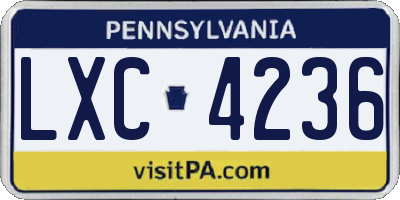 PA license plate LXC4236
