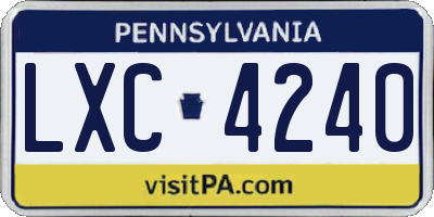 PA license plate LXC4240
