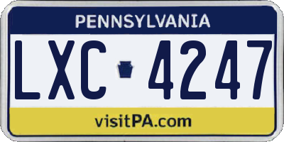 PA license plate LXC4247