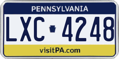 PA license plate LXC4248